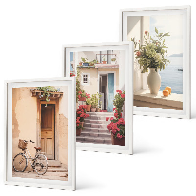 Lot de 3 tableaux pour salon Charmantes rues du bord de mer