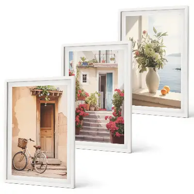 Lot de 3 tableaux pour salon représentant de charmantes rues du bord de mer