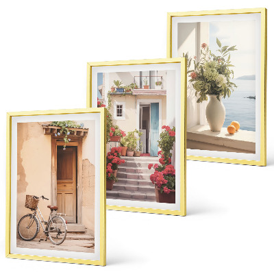 Lot de 3 tableaux pour salon Charmantes rues du bord de mer