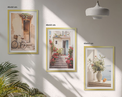 Lot de 3 tableaux pour salon Charmantes rues du bord de mer
