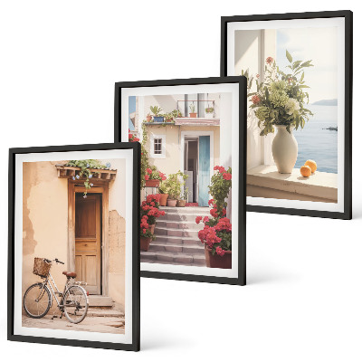 Lot de 3 tableaux pour salon Charmantes rues du bord de mer