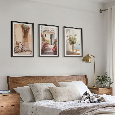 Lot de 3 tableaux pour salon Charmantes rues du bord de mer