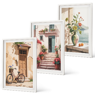 Cadre photo mural Rues, fleurs et vélos