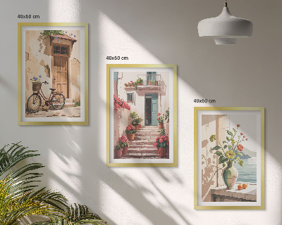 Cadre photo mural Rues, fleurs et vélos