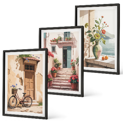 Cadre photo mural Rues, fleurs et vélos