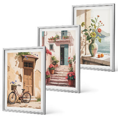 Cadre photo mural Rues, fleurs et vélos