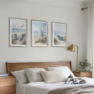 Tableaux Oiseaux de plage lot de 3 décorations pour salon