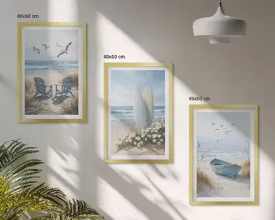 Tableaux Oiseaux de plage lot de 3 décorations pour salon