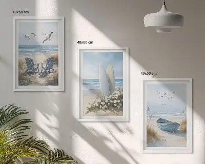Tableaux Oiseaux de plage lot de 3 décorations pour salon