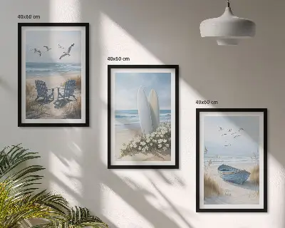Tableaux Oiseaux de plage lot de 3 décorations pour salon
