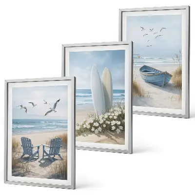 Tableaux Oiseaux de plage lot de 3 décorations pour salon