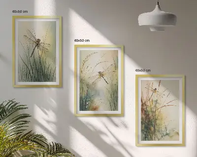Cadre photo mural libellules et herbes au-dessus de l'eau