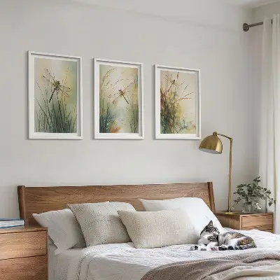 Cadre photo mural libellules et herbes au-dessus de l'eau
