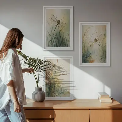 Cadre photo mural libellules et herbes au-dessus de l'eau