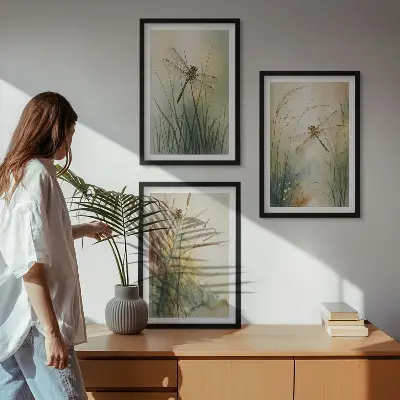 Cadre photo mural libellules et herbes au-dessus de l'eau