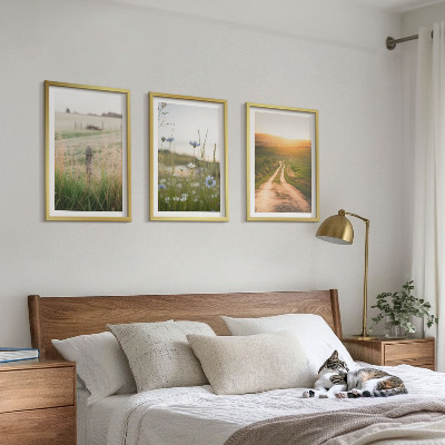 Lot de 3 tableaux pour salon Paysages, nature, champs, sentier