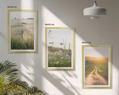 Lot de 3 tableaux pour salon motif paysages de nature avec champs et sentier