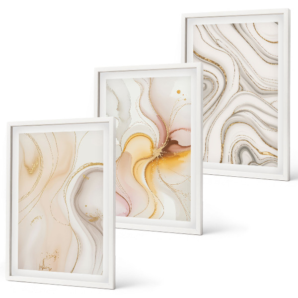 Lot de 3 tableaux pour salon Motifs abstraits chauds