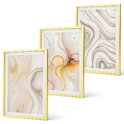 Lot de 3 tableaux pour salon Motifs abstraits chauds