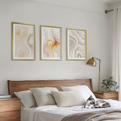 Lot de 3 tableaux pour salon Motifs abstraits chauds