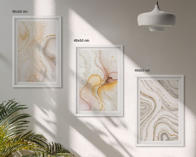 Lot de 3 tableaux pour salon Motifs abstraits chauds