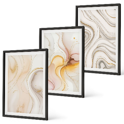 Lot de 3 tableaux pour salon Motifs abstraits chauds