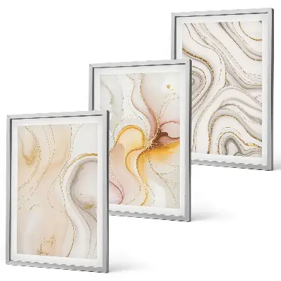 Lot de 3 tableaux pour salon avec motifs abstraits aux tons chauds