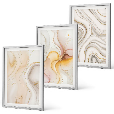 Lot de 3 tableaux pour salon Motifs abstraits chauds