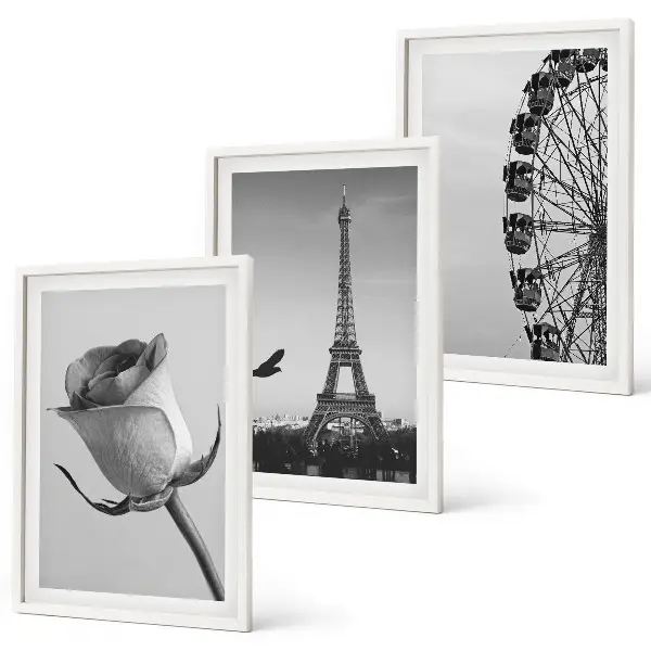 Cadre photo mural représentant la tour Eiffel rose et la grande roue