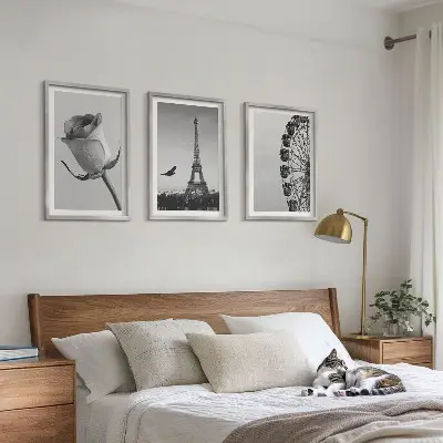 Cadre photo mural représentant la tour Eiffel rose et la grande roue