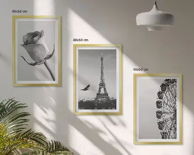 Cadre photo mural représentant la tour Eiffel rose et la grande roue