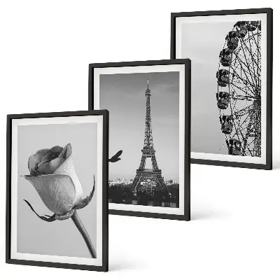 Cadre photo mural représentant la tour Eiffel rose et la grande roue
