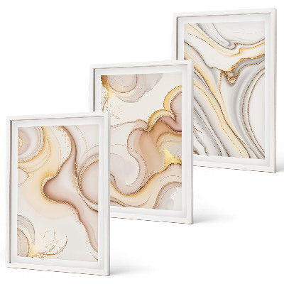 Lot de 3 tableaux pour salon Motifs abstraits linéaires