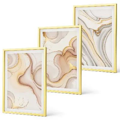 Lot de 3 tableaux pour salon avec motifs abstraits linéaires