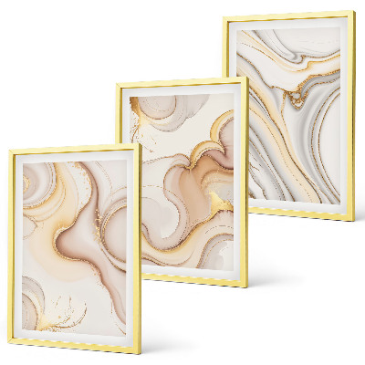 Lot de 3 tableaux pour salon Motifs abstraits linéaires