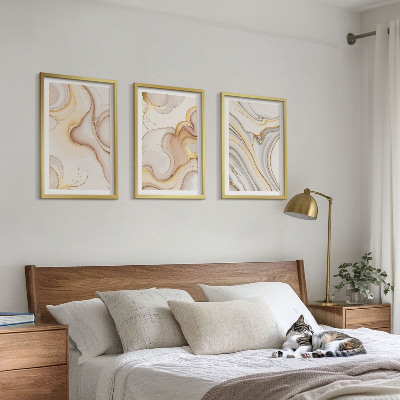 Lot de 3 tableaux pour salon Motifs abstraits linéaires