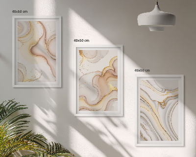 Lot de 3 tableaux pour salon Motifs abstraits linéaires