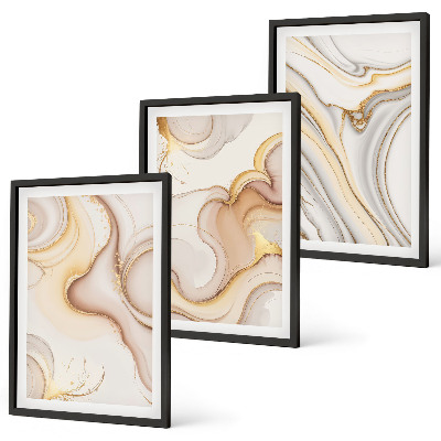 Lot de 3 tableaux pour salon Motifs abstraits linéaires