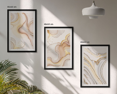 Lot de 3 tableaux pour salon Motifs abstraits linéaires