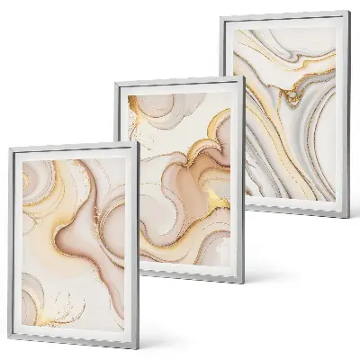 Lot de 3 tableaux pour salon avec motifs abstraits linéaires