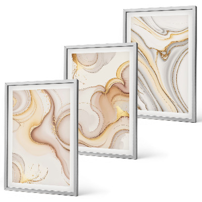 Lot de 3 tableaux pour salon Motifs abstraits linéaires