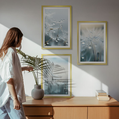 Lot de 3 tableaux pour salon Rosée sur les pissenlits
