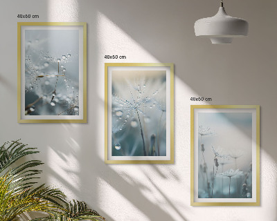 Lot de 3 tableaux pour salon Rosée sur les pissenlits