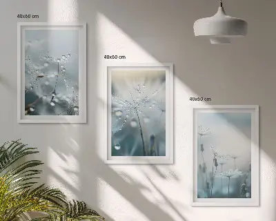 Tableau Rosée sur les pissenlits lot de 3 décorations pour le salon