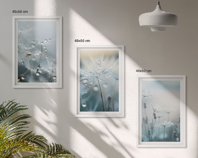 Lot de 3 tableaux pour salon Rosée sur les pissenlits
