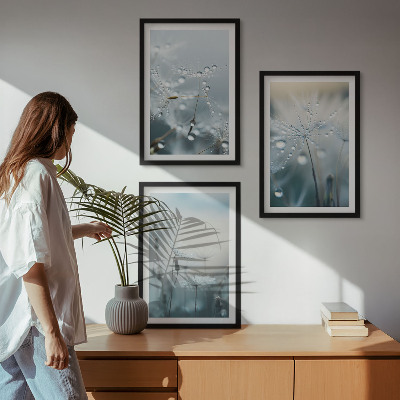 Lot de 3 tableaux pour salon Rosée sur les pissenlits