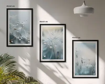 Tableau Rosée sur les pissenlits lot de 3 décorations pour le salon