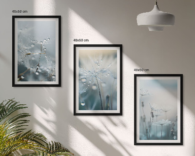 Lot de 3 tableaux pour salon Rosée sur les pissenlits