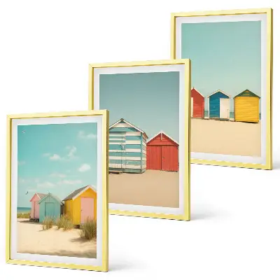 Cadre photo mural maisons colorées au bord de la plage sous le soleil