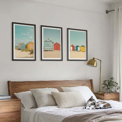 Cadre photo mural Maisons colorées, plage, soleil
